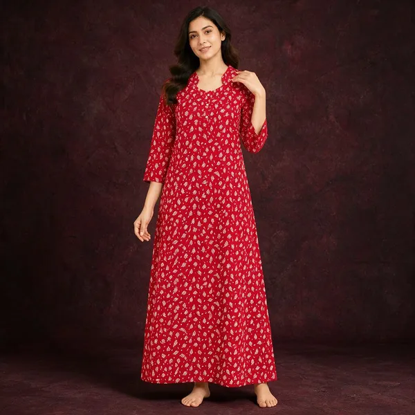 Avasthita_Women_Nightdress_(Red)
