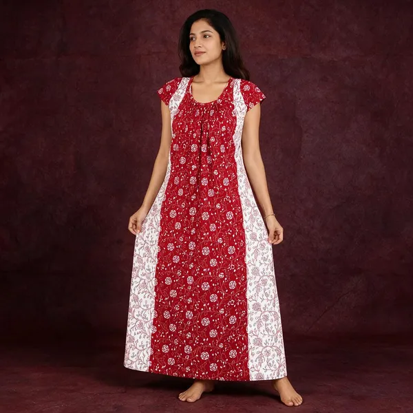 Avasthita_Women_Nightdress_(Red\_White)