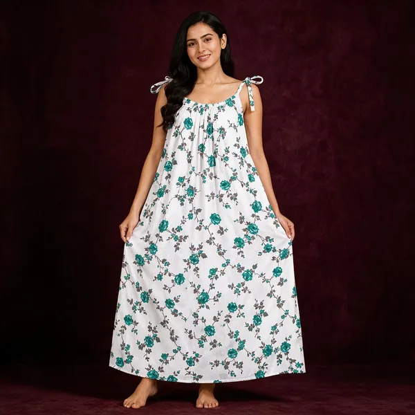 Avasthita_Women_Nightdress_(Multicolor\_Green\_White)