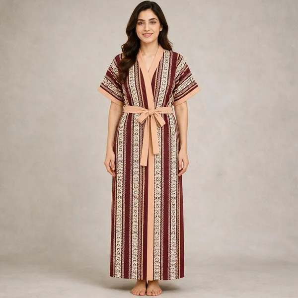 Avasthita_Women_Nighty_(Maroon\_Beige)