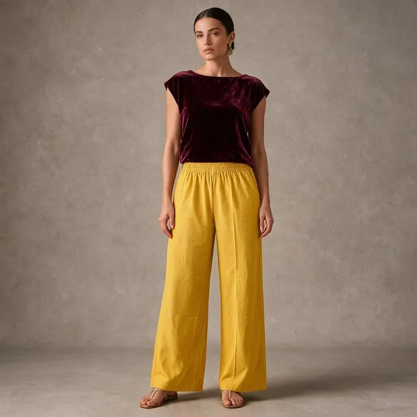 Avasthita_Flared_Women_Yellow_Trousers