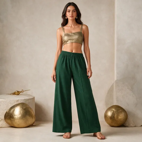Avasthita_Flared_Women_Dark_Green_Trousers