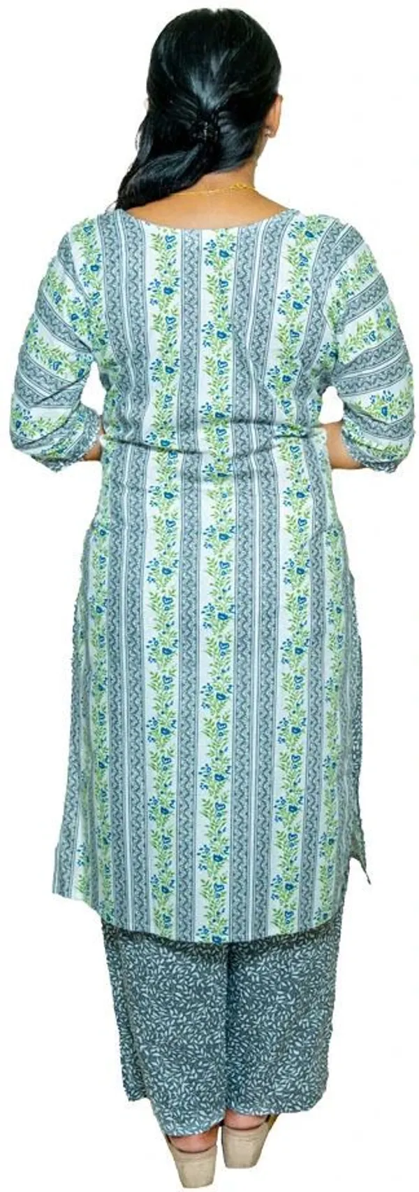 elons_Women_Floral_Print\_Printed\_Striped_Straight_Kurti_(Blue)
