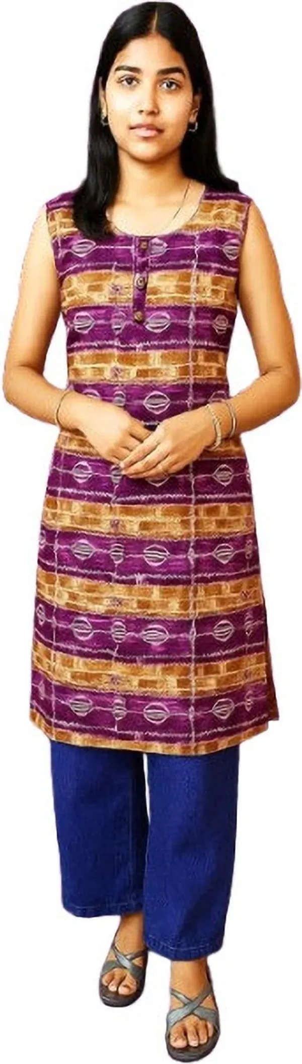 elons_Women_Geometric_Print_Straight_Kurta_(Purple\_Yellow)