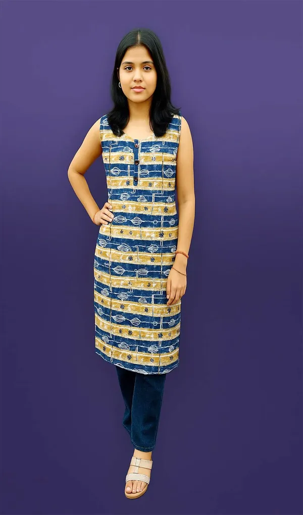 elons_Women_Geometric_Print_Straight_Kurta_(Blue)