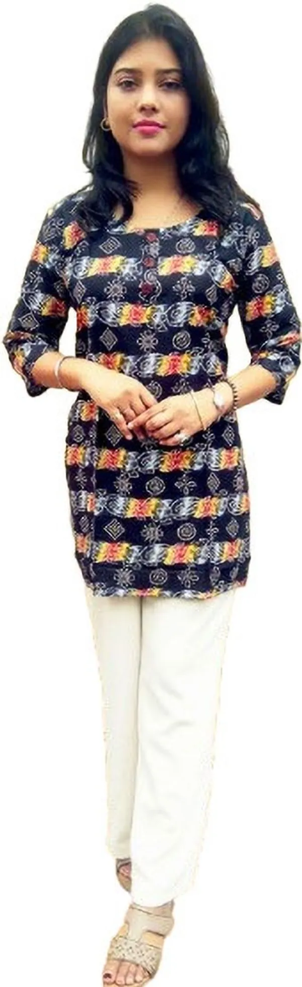 elons_Women_Self_Design_Straight_Kurta_(Black)