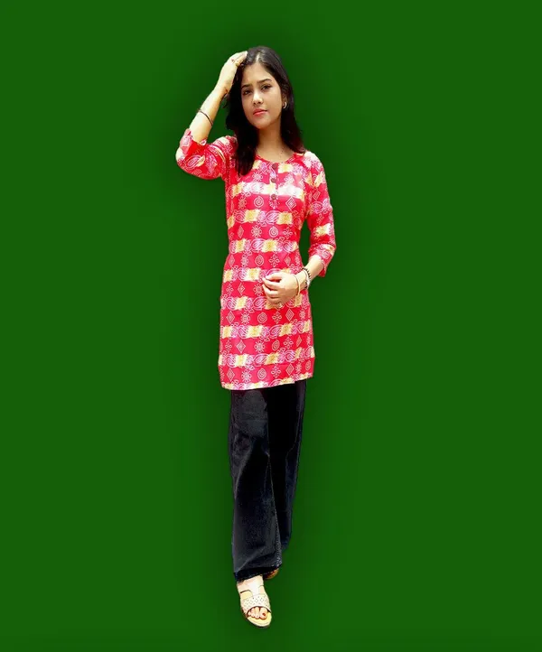 elons_Women_Self_Design_Straight_Kurta_(Red)
