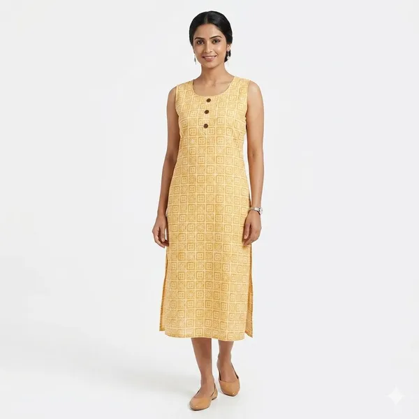 avasthita_Women_Geometric_Print_Straight_Kurta_(Yellow)