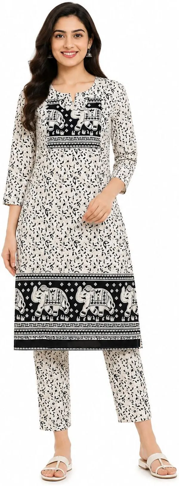 avasthita_Women_Printed\_Floral_Print\_Animal_Print_Straight_Kurta_(Grey\_Multicolor\Black)