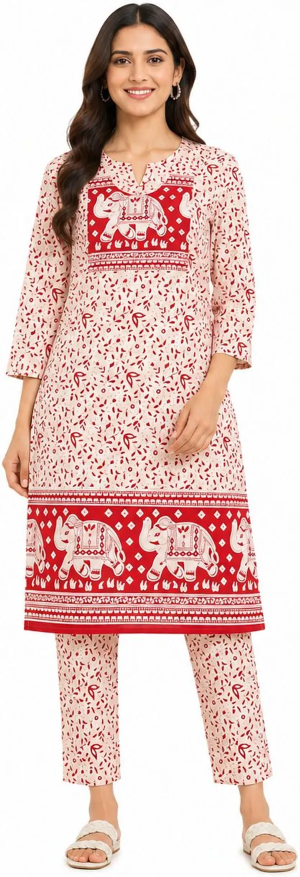 avasthita_Women_Printed\_Animal_Print_Ethnic_Dress_Kurta_(Red)