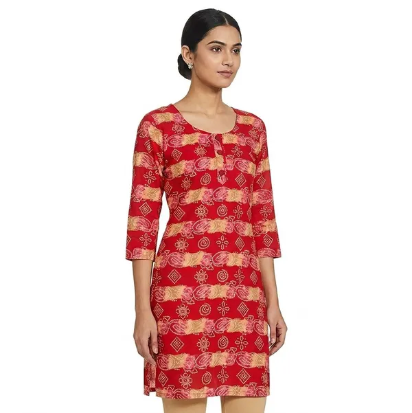 avasthita_Women_Printed\_Striped\_Geometric_Print\_Paisley_Straight_Kurta_(Red\_Gold)