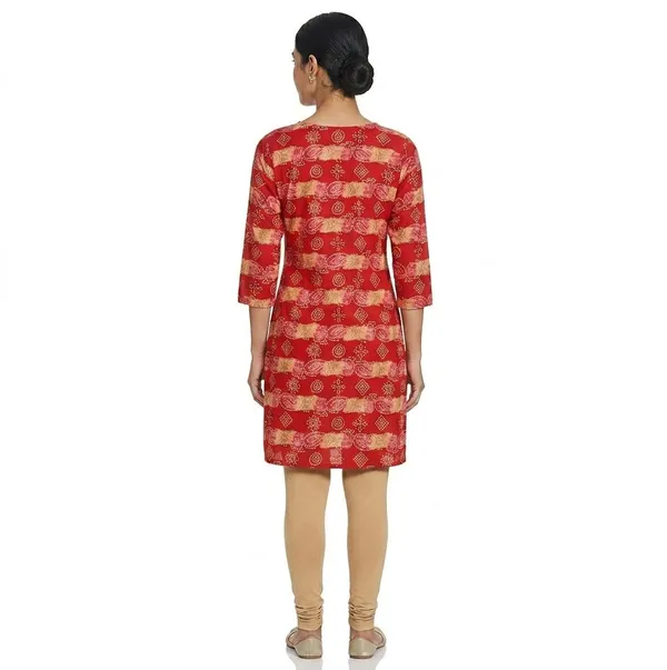 avasthita_Women_Printed\_Striped\_Geometric_Print\_Paisley_Straight_Kurta_(Red\_Gold)