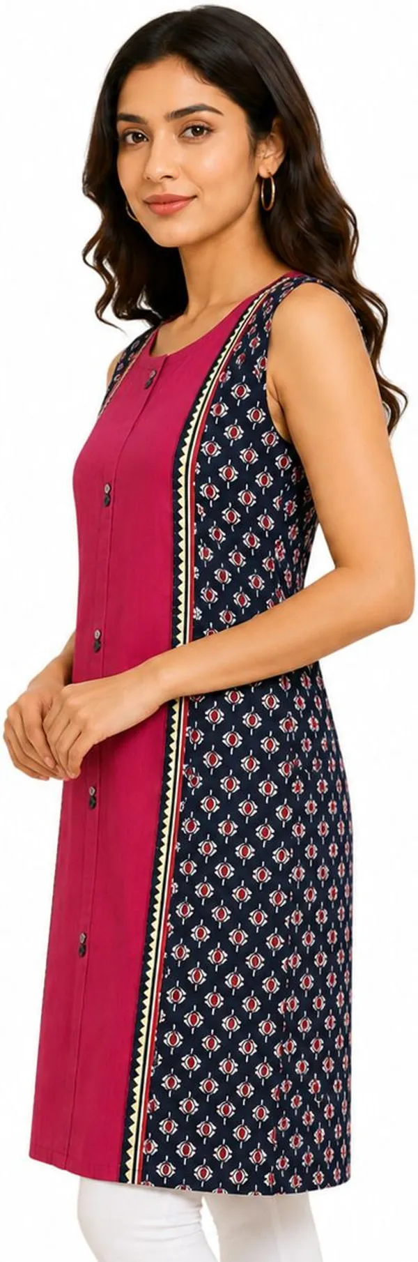 avasthita_Women_Geometric_Print\_Solid_Ethnic_Dress_Kurta_(Red)