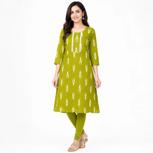 avasthita_Women_Ikat\_Printed_Straight_Kurta_(Green)