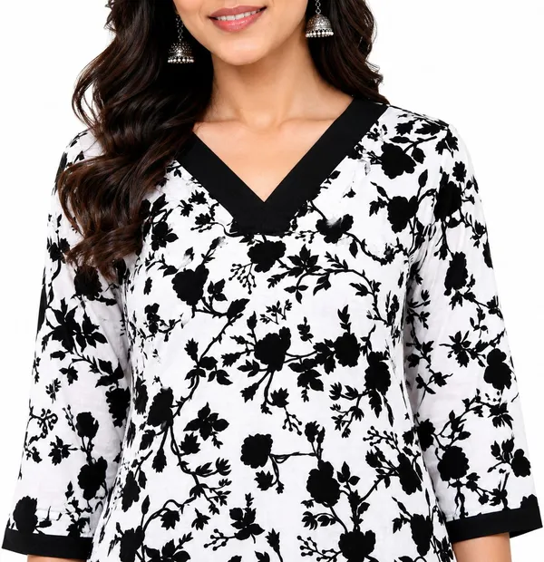 avasthita_Women_Floral_Print\_Printed_Straight_Kurta_(White\_Black)