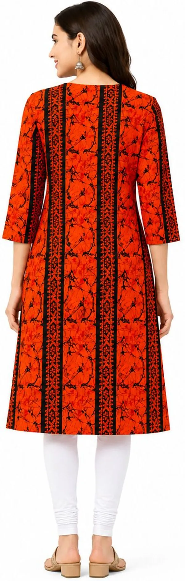 avasthita_Women_Printed\_Striped_Straight_Kurta_(Orange\_Black)