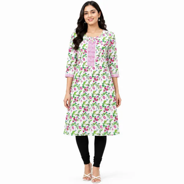 avasthita_Women_Floral_Print\_Striped_Straight_Kurta_(White)