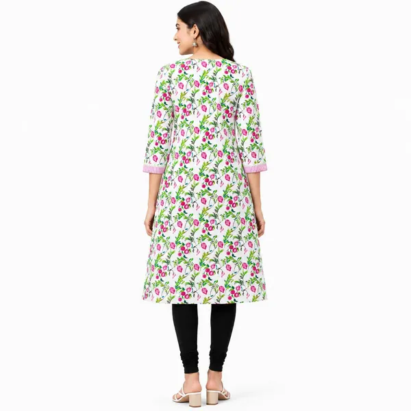 avasthita_Women_Floral_Print\_Striped_Straight_Kurta_(White)