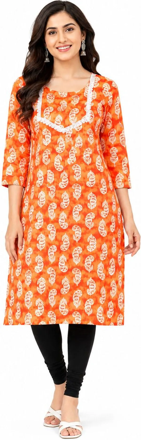 avasthita_Women_Geometric_Print_Straight_Kurta_(Orange)