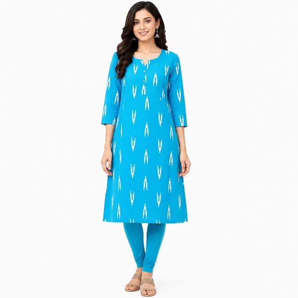 avasthita_Women_Ikat\_Printed_Straight_Kurta_(Blue)