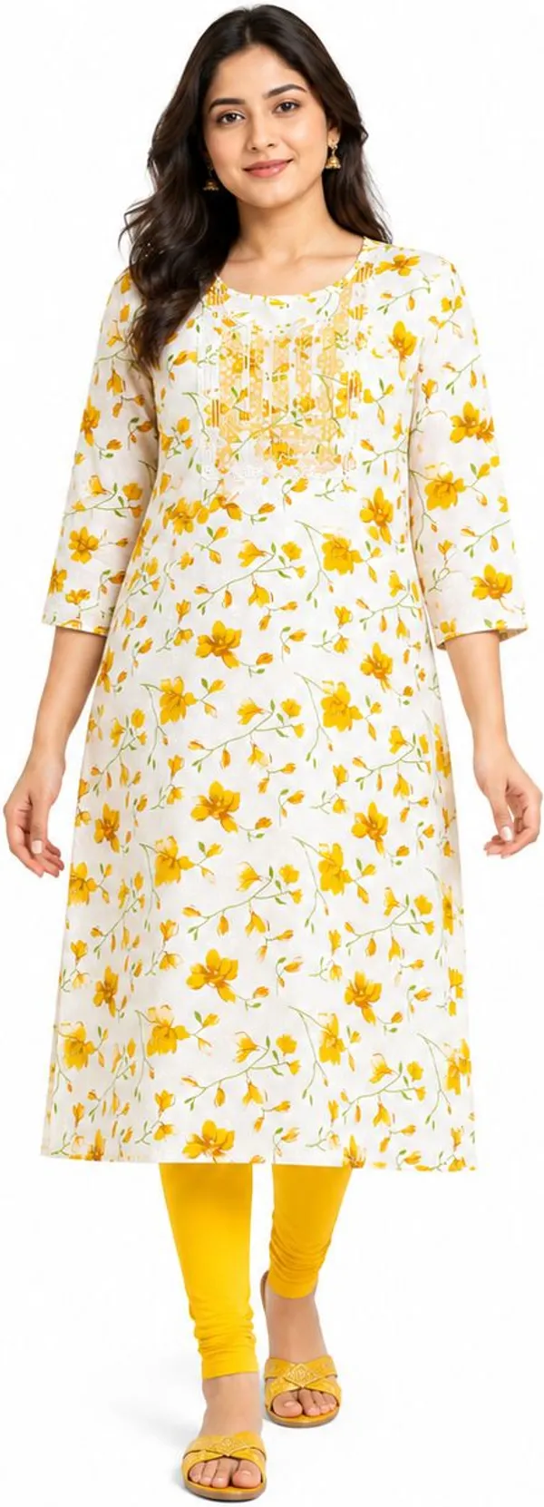 avasthita_Women_Floral_Print\_Printed_Straight_Kurta_(White\_Yellow)