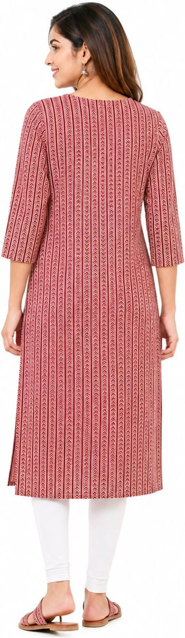 avasthita_Women_Striped\_Embellished_Straight_Kurta_(Red)