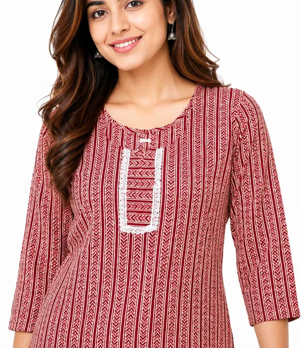 avasthita_Women_Striped\_Embellished_Straight_Kurta_(Red)