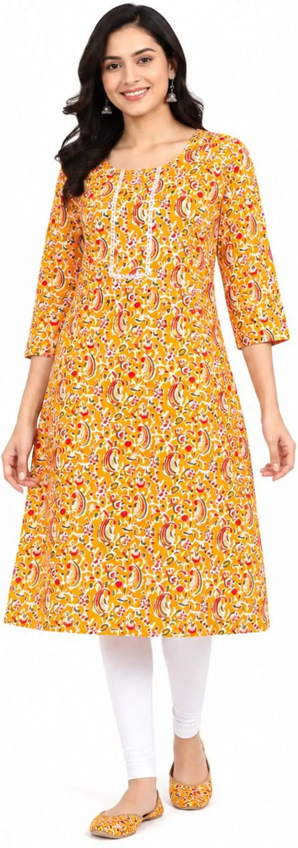 avasthita_Women_Floral_Print\_Paisley\_Printed_Straight_Kurta_(Yellow)