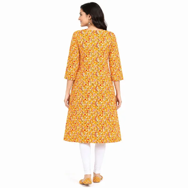 avasthita_Women_Floral_Print\_Paisley\_Printed_Straight_Kurta_(Yellow)