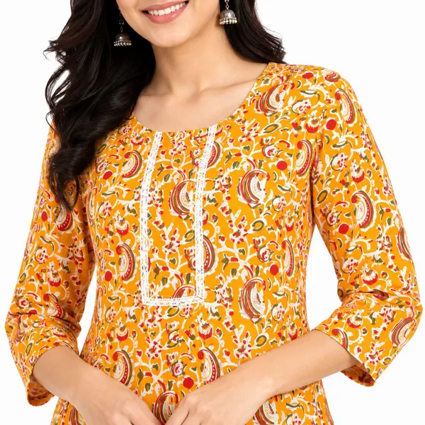 avasthita_Women_Floral_Print\_Paisley\_Printed_Straight_Kurta_(Yellow)