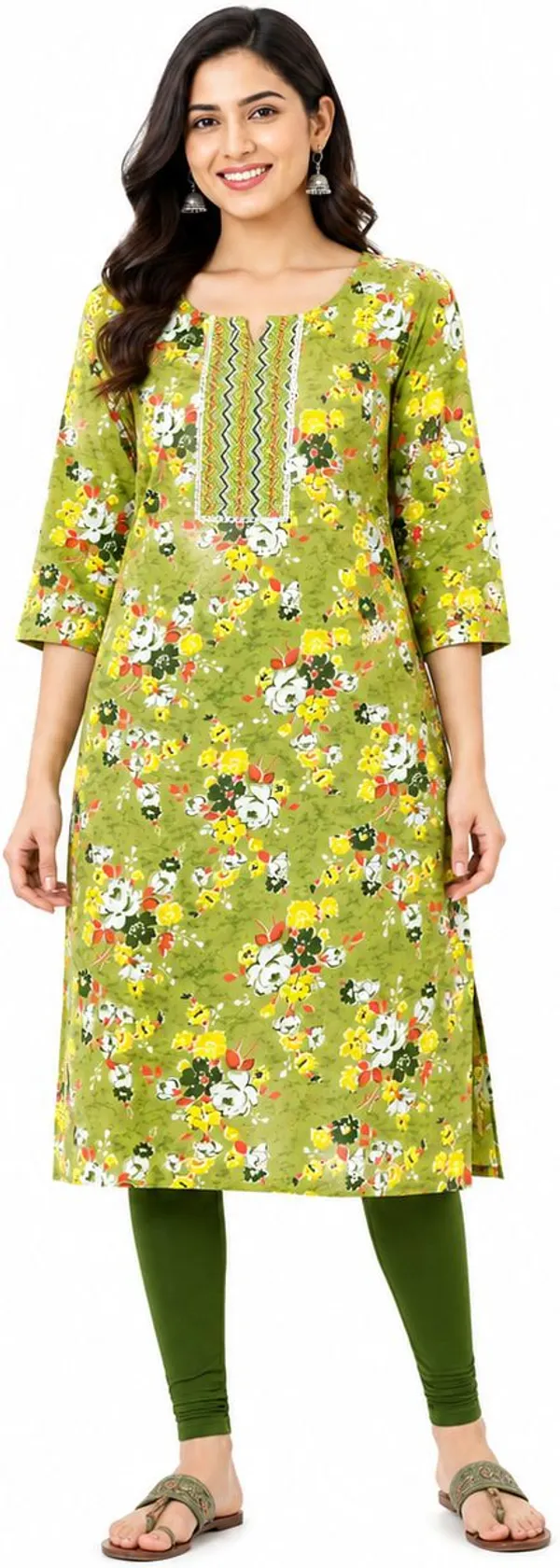avasthita_Women_Floral_Print\_Printed_Straight_Kurta_(Light_Green)