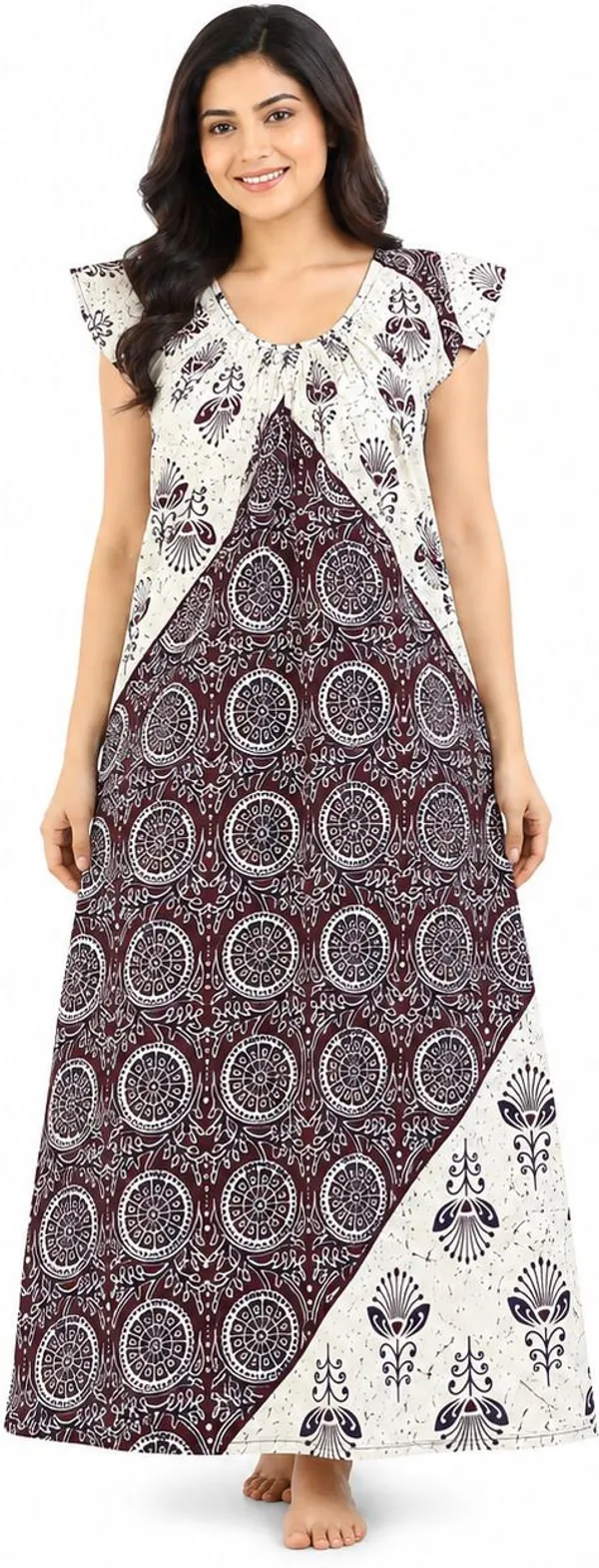 avasthita_Women_Nighty_(Brown\_White)