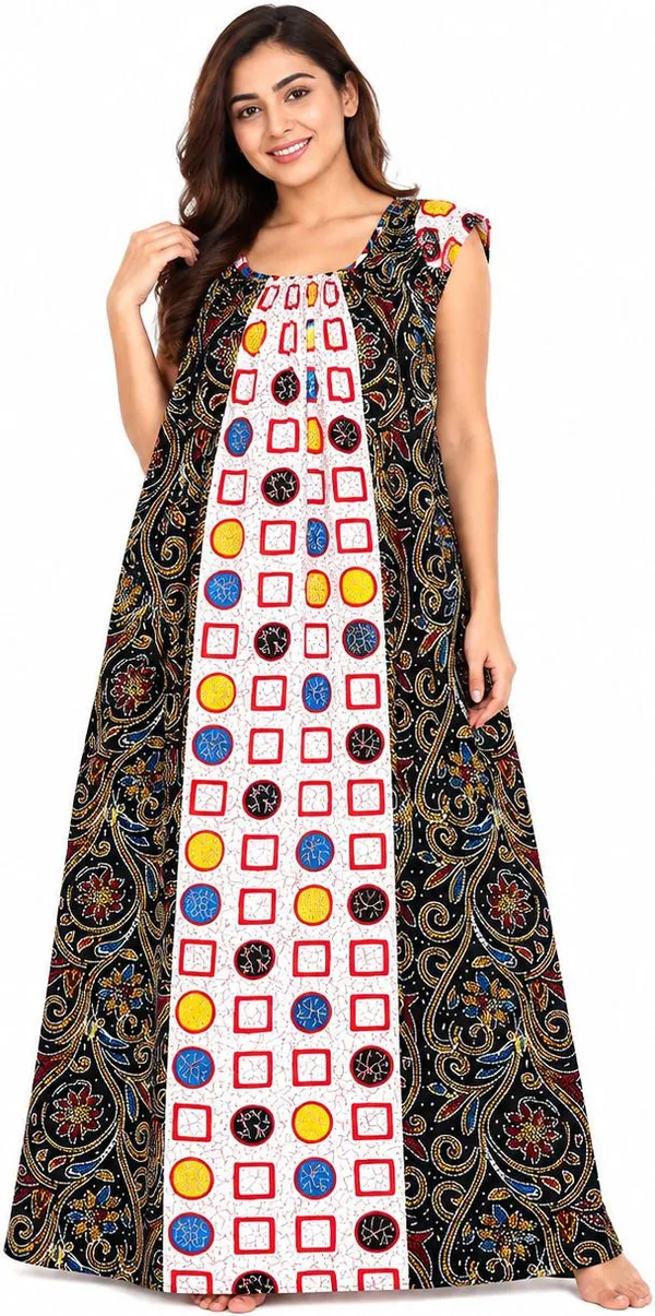 avasthita_Women_Nighty_(Multicolor\_Black\_White)