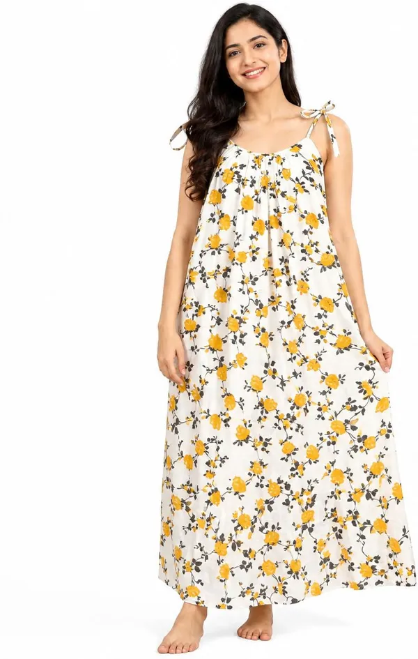 avasthita_Women_Nightdress_(White\_Yellow)