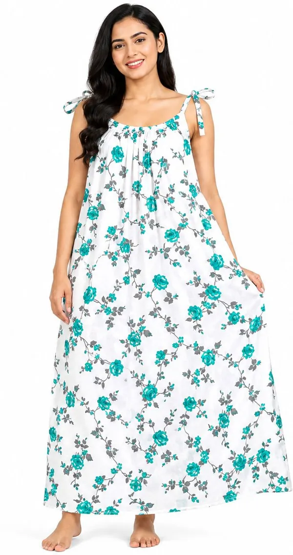 avasthita_Women_Nightdress_(Multicolor\_Green\_White)
