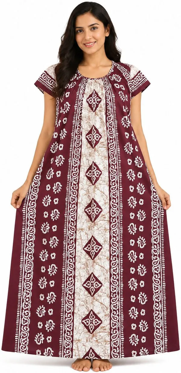avasthita_Women_Nighty_(Maroon\_Beige)
