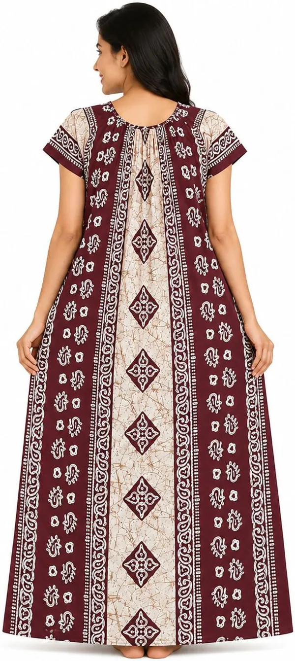 avasthita_Women_Nighty_(Maroon\_Beige)