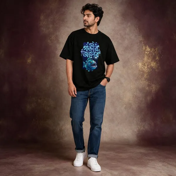 Avasthita_Printed\_Graphic_Print_Men_Crew_Neck_Black\_Blue_T-Shirt