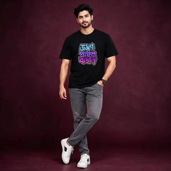 Avasthita_Printed\_Graphic_Print_Men_Round_Neck_Black_T-Shirt