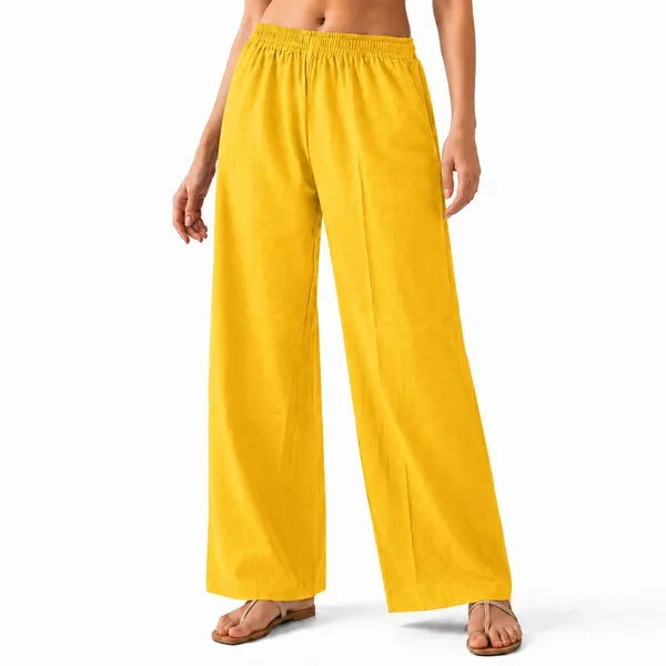 avasthita_Flared_Women_Yellow_Trousers