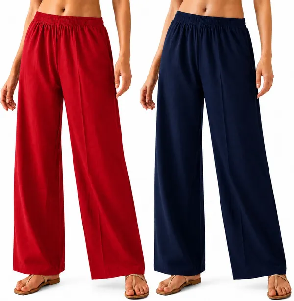 avasthita_Loose_Fit_Women_Red\_Dark_Blue_Trousers_()