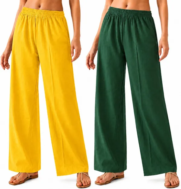 avasthita_Loose_Fit_Women_Yellow\_Green_Trousers