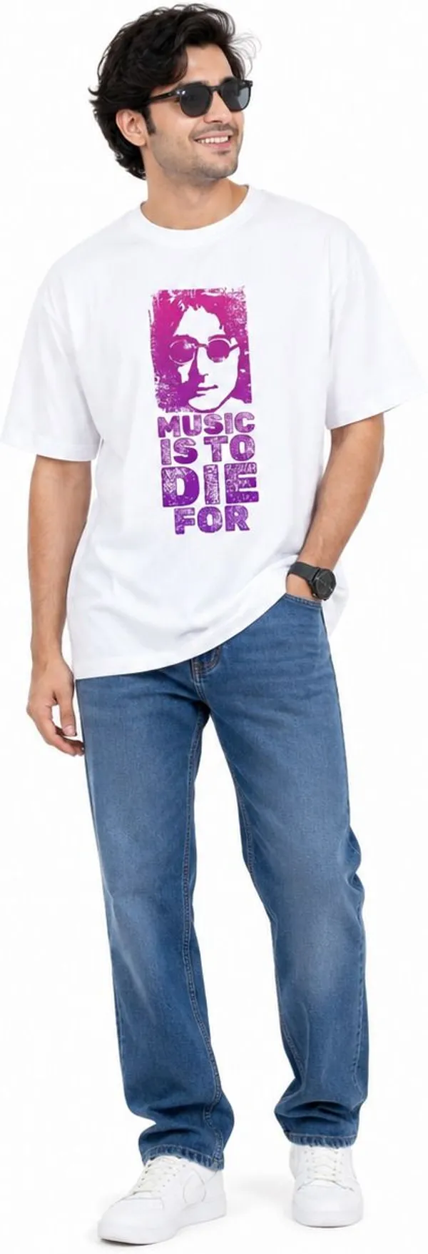 avasthita_Graphic_Print\_Typography\_Solid_Men_Round_Neck_White\_Purple_T-Shirt