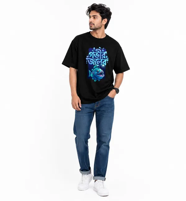 avasthita_Printed\_Graphic_Print_Men_Crew_Neck_Black\_Blue_T-Shirt