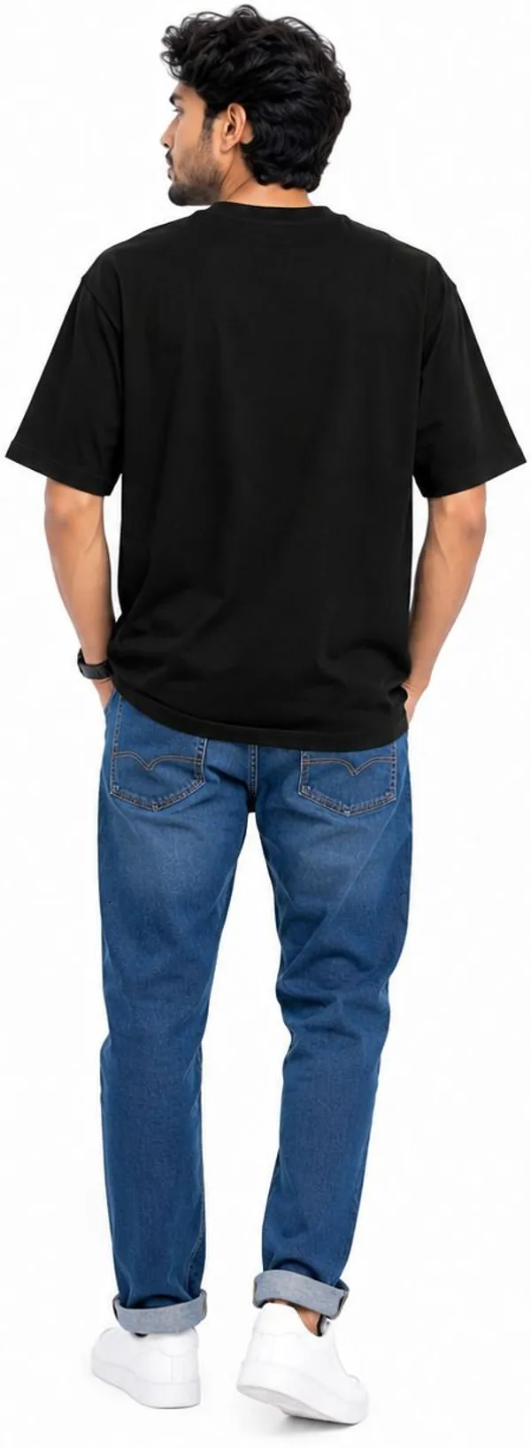 avasthita_Printed\_Graphic_Print_Men_Crew_Neck_Black\_Blue_T-Shirt