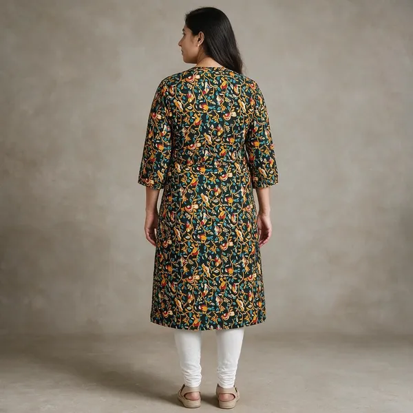 Elons_Women_Printed\_Floral_Print_Straight_Kurta_(Black)