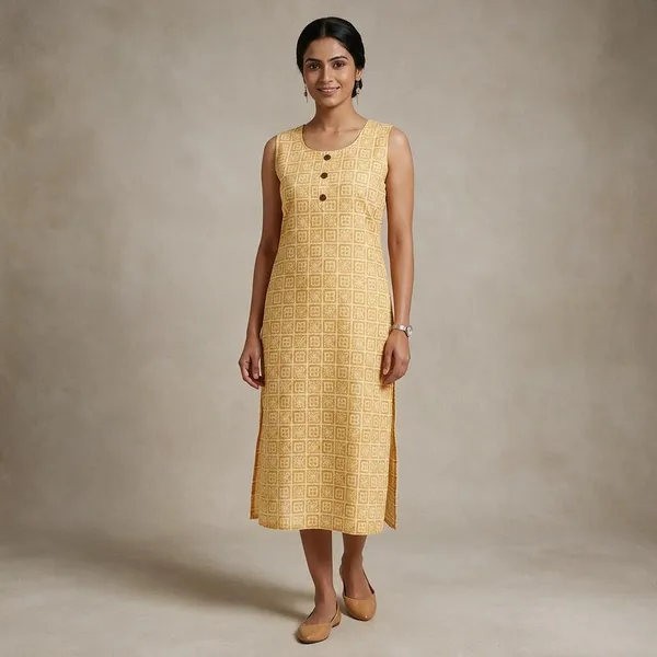 Avasthita_Women_Geometric_Print_Straight_Kurta_(Yellow)