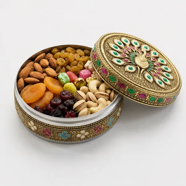 Metal_Traditional_Peacock_Pattern_Dry_Fruit_Box