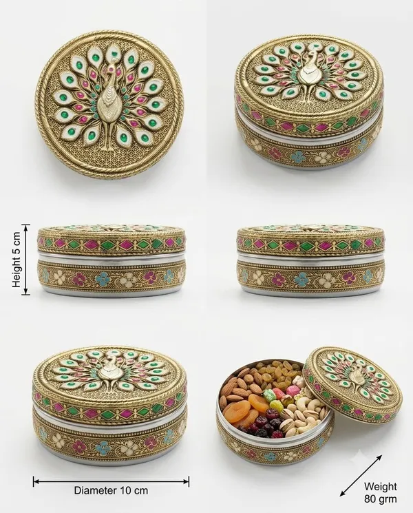 Metal_Traditional_Peacock_Pattern_Dry_Fruit_Box