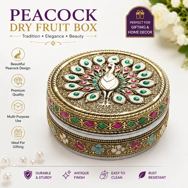 Metal_Traditional_Peacock_Pattern_Dry_Fruit_Box